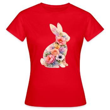 Fleurs pastel de lapins - T-shirt Femme - rouge - Devant - AI Model Female 172 dark (172cm)