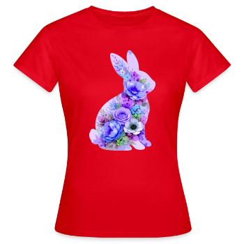 Bunny Pastel Flowers - Women's T-Shirt - red - Front - AI Model Female 172 dark (172cm)