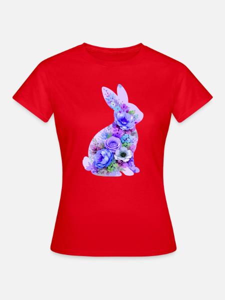 Hase Pastell Blumen - Frauen T-Shirt - Rot