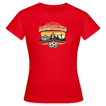 Deutschland Fußball Skyline Sonnenuntergang - Frauen T-Shirt - Rot - Vorne - AI Model Female 172 dark (172cm)