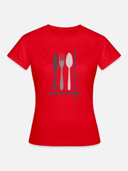 Silhouettes de couverts Minimaliste - T-shirt Femme - rouge