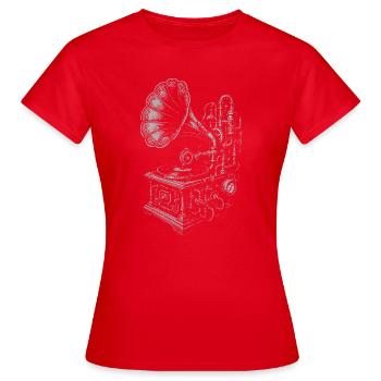 Croquis antique du gramophone - T-shirt Femme - rouge - Devant - AI Model Female 172 dark (172cm)