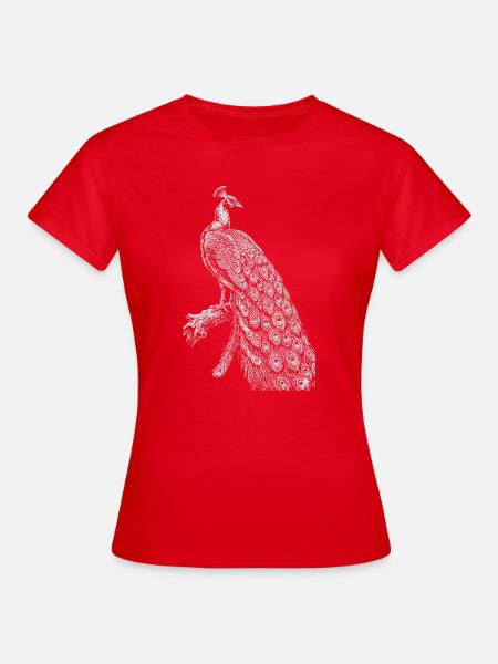 Pfauenspitze auf Schwarz - Frauen T-Shirt - Rot