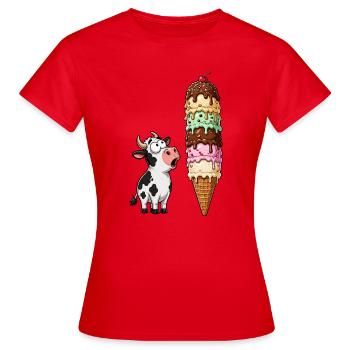 Vache émerveillée par la tour de glace - T-shirt Femme - rouge - Devant - AI Model Female 172 dark (172cm)