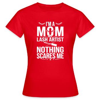 Entre famille et art des cils - T-shirt Femme - rouge - Devant - AI Model Female 172 dark (172cm)