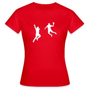 Handball Sprungwurf und Torhüter - Frauen T-Shirt - Rot - Vorne - AI Model Female 172 dark (172cm)