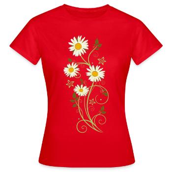 Filigrane Ranke avec marguerites - T-shirt Femme - rouge - Devant - AI Model Female 172 dark (172cm)