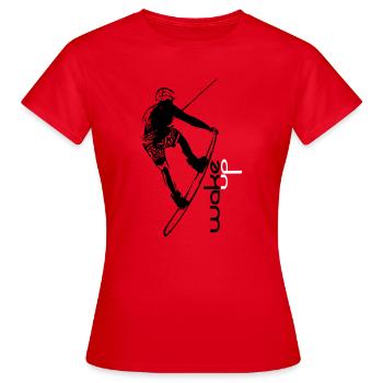 wake up wakeboard - Women's T-Shirt - red - Front - AI Model Female 172 dark (172cm)