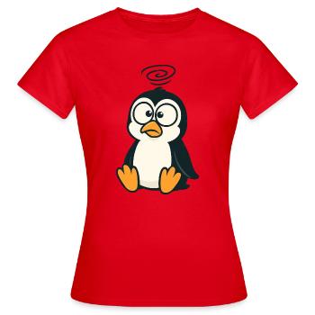 Mignon confus pingouin dessin animé louche étourdi - T-shirt Femme - rouge - Devant - AI Model Female 172 dark (172cm)