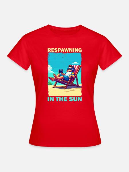 Pixelart Strandjugend mit Gaming-Elementen - Frauen T-Shirt - Rot