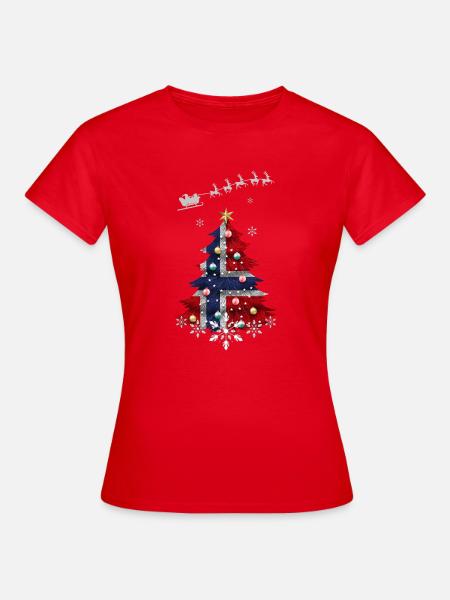 Weihnachtsbaum mit norwegischer Flagge - Frauen T-Shirt - Rot