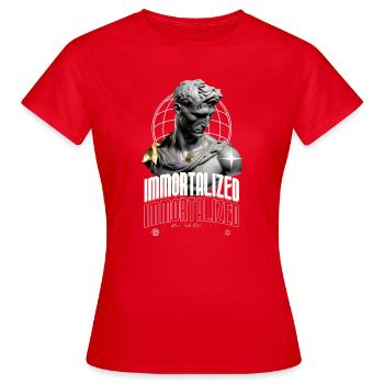 Immortalized Skulptur Globus - Frauen T-Shirt - Rot - Vorne - AI Model Female 172 dark (172cm)