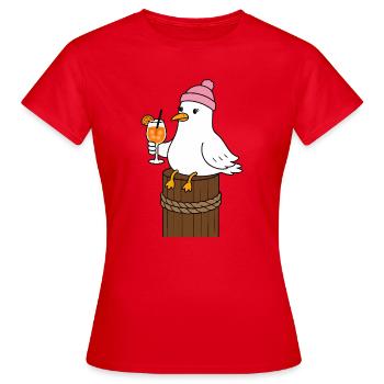 Mouette avec casquette et cocktail - T-shirt Femme - rouge - Devant - AI Model Female 172 dark (172cm)
