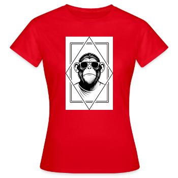 Monkey Dude minimaliste — Géométrique élégant, joueur - T-shirt Femme - rouge - Devant - AI Model Female 172 dark (172cm)