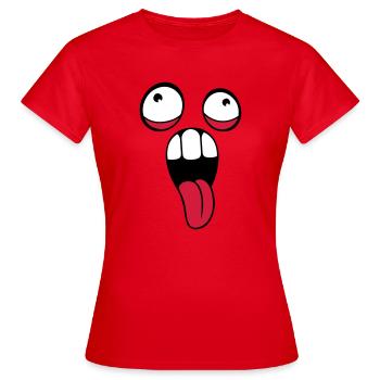 verrueckt gesicht kopf augen zunge mund rausstreck - Frauen T-Shirt - Rot - Vorne - AI Model Female 172 dark (172cm)