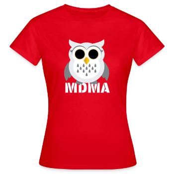 MDMA Eule - Frauen T-Shirt - Rot - Vorne - AI Model Female 172 dark (172cm)