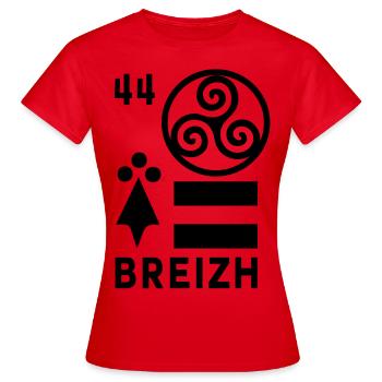 Loire-Atlantique 44 - T-shirt Femme - rouge - Devant - AI Model Female 172 dark (172cm)
