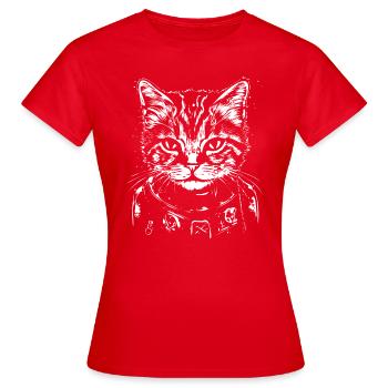 Katzendame Punk - Frauen T-Shirt - Rot - Vorne - AI Model Female 172 dark (172cm)