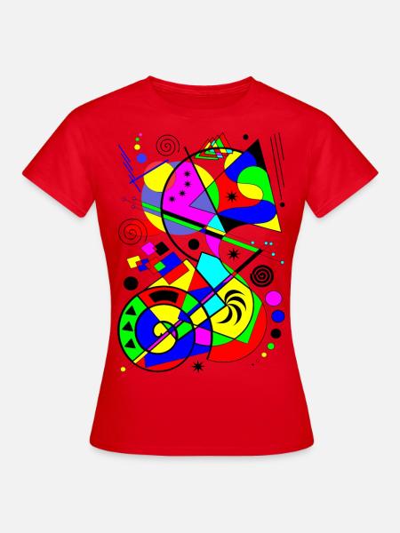 art abstrait motif coloré formes de peintures multicolores - T-shirt Femme - rouge
