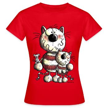 Drôle Chats - T-shirt Femme - rouge - Devant - AI Model Female 172 dark (172cm)