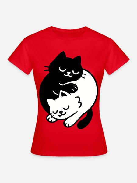 Ying-Yang Cats #2 - Women's T-Shirt - red