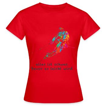 Skifahrer - Frauen T-Shirt - Rot - Vorne - AI Model Female 172 dark (172cm)