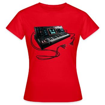 Synth Bot Coloured - Synthesizer - Frauen T-Shirt - Rot - Vorne - AI Model Female 172 dark (172cm)