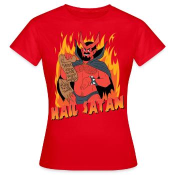 Hail Satan! - Women's T-Shirt - red - Front - AI Model Female 172 dark (172cm)