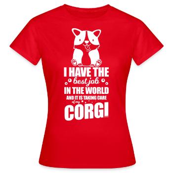 ich passe auf meinen Corgi auf - Frauen T-Shirt - Rot - Vorne - AI Model Female 172 dark (172cm)