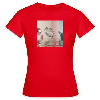 Pastel reflections in an abstract sphere - Women's T-Shirt - red - Front - AI Model Female 172 dark (172cm)