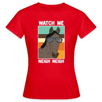 Cool Horse Shutter Shades Retro 80s Animal Design - Frauen T-Shirt - Rot - Vorne - AI Model Female 172 dark (172cm)