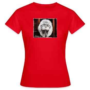 Ein Bild von Manul-Katze in Aquarell - Frauen T-Shirt - Rot - Vorne - AI Model Female 172 dark (172cm)