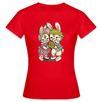 Pâques, Joyeuses Pâques, Lapin de Pâques, joyeuses fêtes de Pâques, oeufs de Pâques, - T-shirt Femme - rouge - Devant - AI Model Female 172 dark (172cm)
