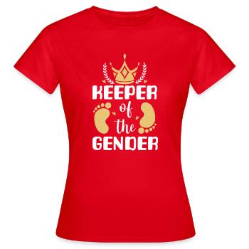 Keeper of the gender Baby announcement - T-shirt Femme - rouge - Devant - AI Model Female 172 dark (172cm)