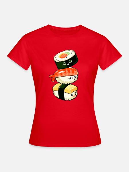 Sushi Kawaii - T-shirt dam - röd