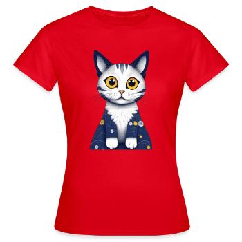 Chat mignon avec de grand yeux, amour des chats - T-shirt Femme - rouge - Devant - AI Model Female 172 dark (172cm)