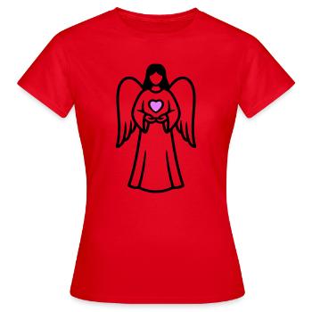 Ange-Couple-avec-Pictogramme-Coeur-3 - T-shirt Femme - rouge - Devant - AI Model Female 172 dark (172cm)