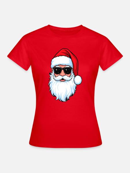 Weihnachtsmann mit Sonnenbrille Hipster Santa - Frauen T-Shirt - Rot