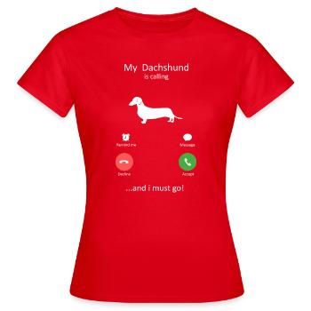 Art de l’interface du téléphone intelligent du chien teckel - T-shirt Femme - rouge - Devant - AI Model Female 172 dark (172cm)