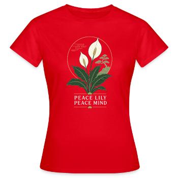 Peace Lily Esprit de paix – Friedenslilie Zen - T-shirt Femme - rouge - Devant - AI Model Female 172 dark (172cm)