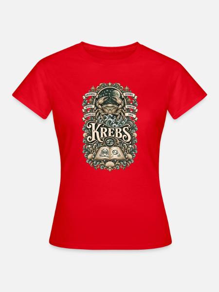 Sternzeichen Krebs – Sensibel & Loyal - Frauen T-Shirt - Rot