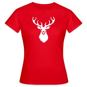Hirschkopf weiss - Frauen T-Shirt - Rot - Vorne - AI Model Female 172 dark (172cm)