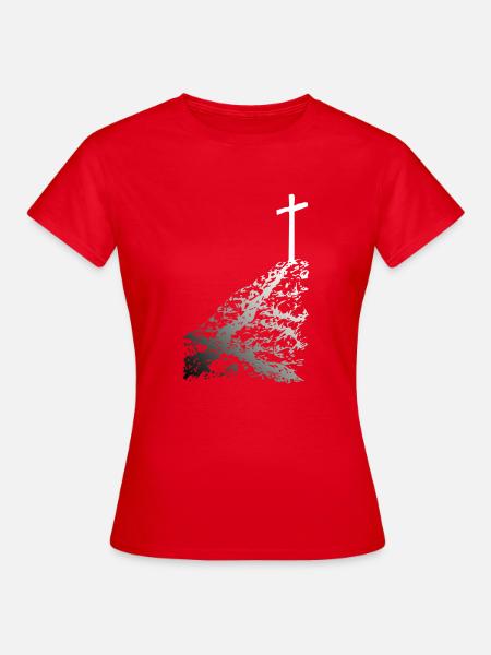Weißes Kreuz mit Schatten - Frauen T-Shirt - Rot