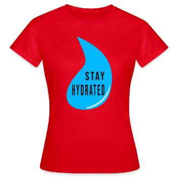 Conception de gouttes d’eau Stay Hydrate – Devis de fitness - T-shirt Femme - rouge - Devant - AI Model Female 172 dark (172cm)