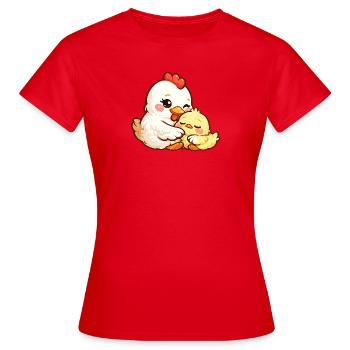 Maman poule câline son petit poussin - T-shirt Femme - rouge - Devant - AI Model Female 172 dark (172cm)
