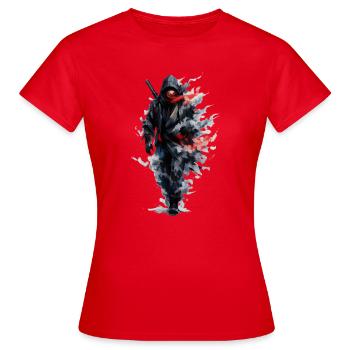 Ninja en voile aquarelle - T-shirt Femme - rouge - Devant - AI Model Female 172 dark (172cm)