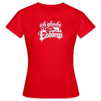Ich glaube an Eisbären, späthi, Sarah - Frauen T-Shirt - Rot - Vorne - AI Model Female 172 dark (172cm)