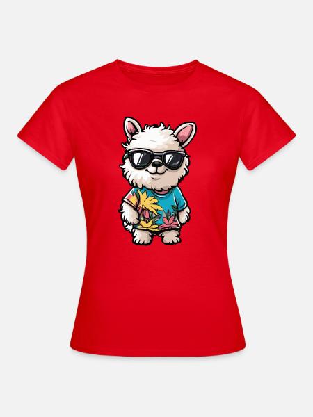 Alpaka Llama Comic Urlaub - Frauen T-Shirt - Rot