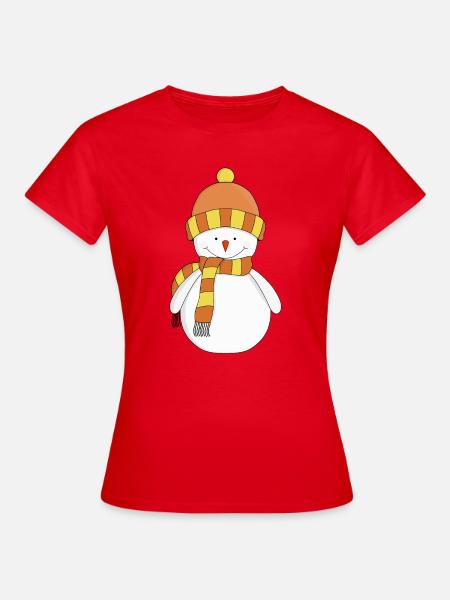 Frostiger Winterschneemann - Frauen T-Shirt - Rot