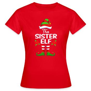 Elfe Elfe Cadeau de Noël Soeur - T-shirt Femme - rouge - Devant - AI Model Female 172 dark (172cm)